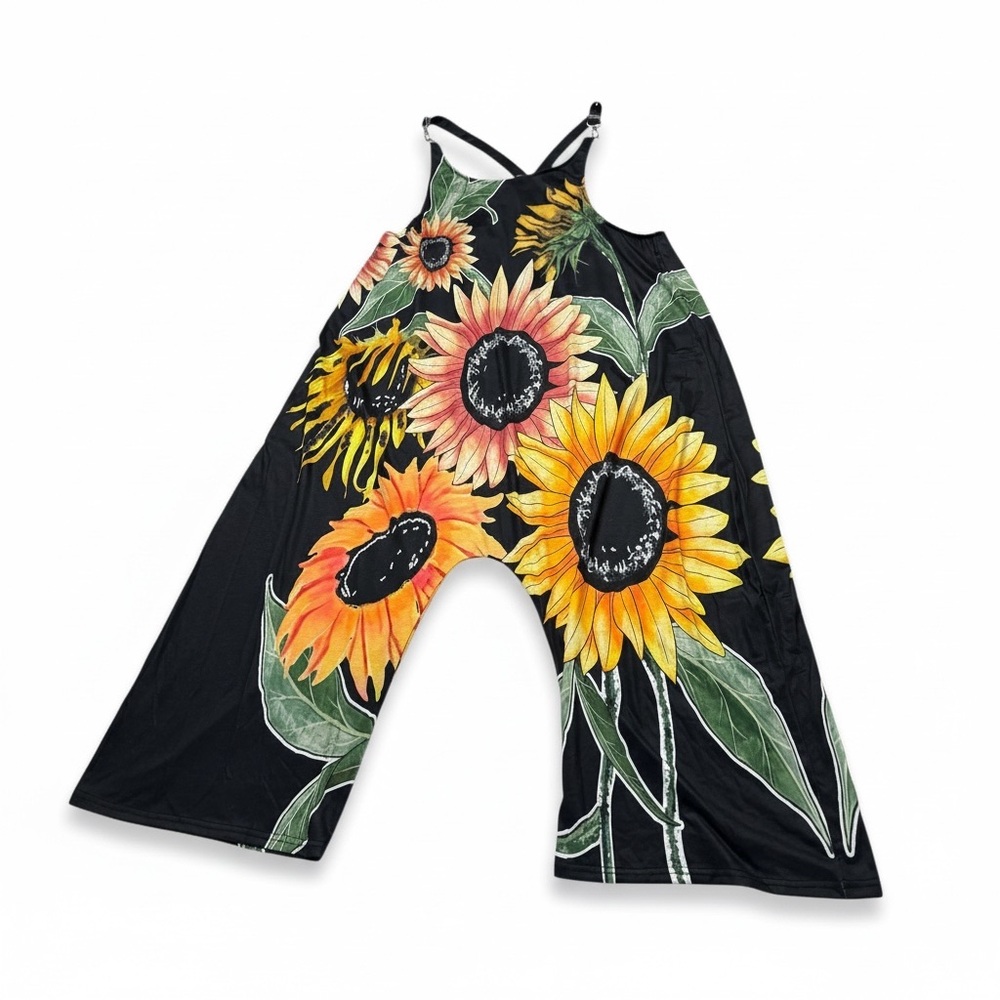 Floral Sunflower Print Women's Romper